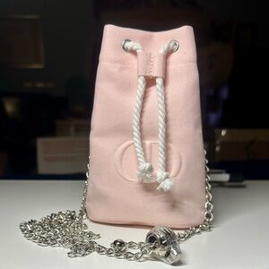 Dior Beaute’ Pink Blush Canvas Drawstring Pouch w/ add-on chain strap GWP